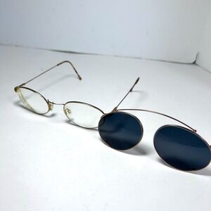 Vintage Tura Milan Round Eyeglass Frames With Clip On Sunglasses N431 Hard Case